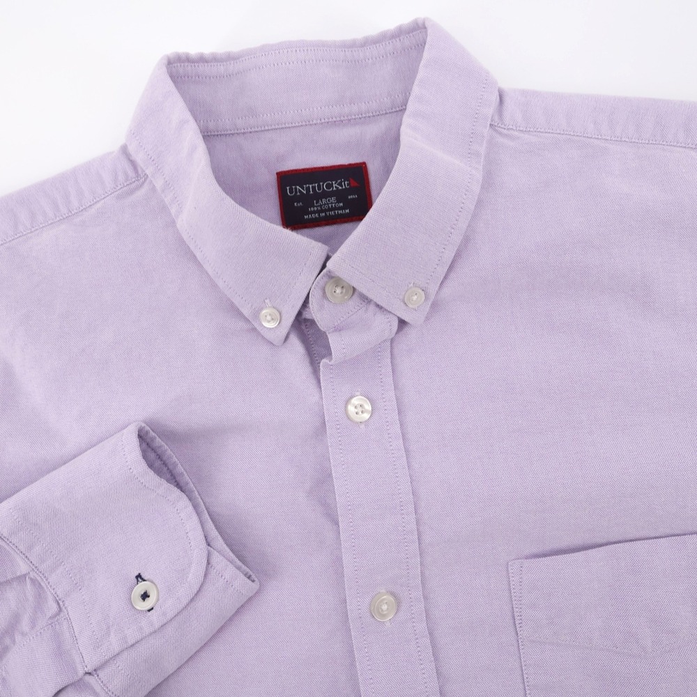 UNTUCKit Oxford Button Down Shirt Purple Long Sleeve Mens Large